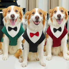 3XL-8XL Large Dogs Clothes Winter Warm Fleece Pet Clothing with Red Bow Tie Big Dog Tuxedo Costume for Labrador Golden Retriever