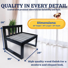 Wooden Dog Bed Frame with Adjustable Legs for Pet Sleeper and Raised Bunk Design Ideal Extension for Human Bed Includes Free Ma