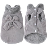 Winter Warm Cat Costume Corduroy Bow Puppy Kitty Coat With D-ring Cute Pet Jacket for Small Medium Dogs Cats Sphynx Pug Costume