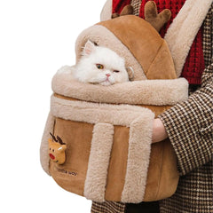 small Pet Carrier Bag Cat Dogs Plush Backpack Winter Warm Nest Kitten Puppy Hanging Chest Portable Carriers for Outdoor Travel