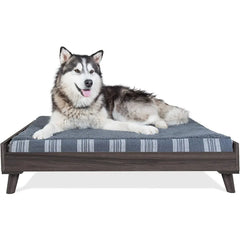 Elevated Dog Bed Frame Designed for 44 x 35 XL Dog Beds with Easy Assembly and Durable Gray Wash Finish Mid-Century Modern Styl