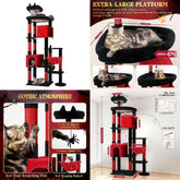 Extra Large 83 Blood-Goth Cat Tree for XXL Adult Cats, 9 Scratching Posts, Heavy Duty for 20+ lbs Cats