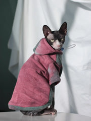 DUOMASUMI Sphynx Hairless Cat Clothes Devon Rex Clothing Autumn Winter Fleece-lined Warm Cats Jacket For Small Dog Cat Hoodie