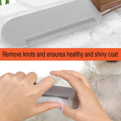 Pet Stainless Steel Wooden Handle Stripping Knife Professional Cat Dog Comb Shaving Plucking Hair Comb Knife Pet Grooming Tools