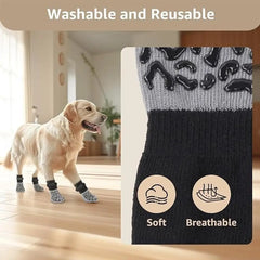 4pcs Waterproof Dog Paw Protectors Anti-Slip Boots with Traction Control Adjustable Socks for Injured Paws Senior Dogs