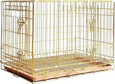 HOMEY PET Copper Gold Dog Crate 30 Inch, Portable Folding Metal Wire Dog Kennel Pet Dog Cage with Removable Floor Grid, Pull Out