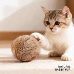 Cat toy rabbit fur ball real rabbit fur playful cat fur ball rich and pleasant pet scent sniffing cat rabbit fur ball toys
