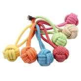 Dog Toy Chew Cotton Rope Teeth Clean Ball Rope Toys Ball Tough Rope Tug of War & Fetching Random Color