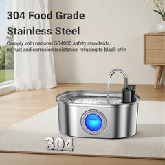 ROJECO Stainless Steel Cat Water Fountain Wireless Sensor Smart Automatic Pet Water Dispenser For Cat Dog Pet Drinking Fountain