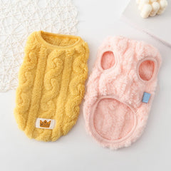 Solid Cute Wavy Double-sided Puppy Kitten Warm Coat Sweater Autumn Winter Fleece Pullover Pet Clothes for Small Medium Dogs Cats
