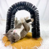 Fur Grooming Cat Toy Cat Arch Self Groomer Massager Brush Interactive Kitten Toys Cat Rubbing Post for Indoor Kitten & Small Dog