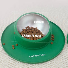 Silicone Stainless Steel Pet Non-slip And Leak-proof Eating And Drinking Dual-purpose Easy To Clean Dog Fixed Dog Food Bowl