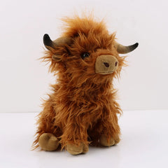 CYISONAL Highland Cow Stuffed Animals Plush Toy Fluffy Bull Animal Doll Soft Gift for Kids Boys Girls, 10 Inches Tall