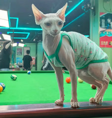 Cotton Cartoon Vest for Sphynx Cat in Summer Fashion T-shirt for Kittens Breathable Halter Tops for Cat Pajamas for Devon Rex