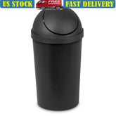 Round Plastic Swing Top Trash Can 3 Gallon Wastebasket Easy Clean Lid Ideal Bathroom Office Indoor Use