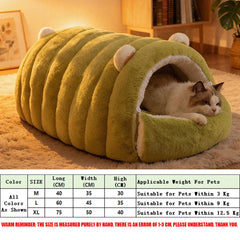 Winter Removable Washable Enclosed Cat House Safe Warm Pet Sleeping Bag Tent Soft Bed Mat for Small Medium Dogs Cats Supplies