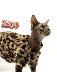 New pet leopard print pattern two-legged clothes cat dog autumn and winter schnauzer puppy teddy small dog than panda clothes sp