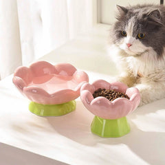 Pet Bowl Elevated Dog Cat Bowl with Non Slip Stand Ceramic Tulip Shape Raised Food Feeding Feeder for Small Medium Kiitten Pet