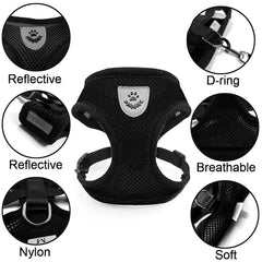 Reflective Pet Harness and Leash Set for Small Medium Dog Cats Breathable Pets Vest Lightweight Collar Harnesses Kitten Supplies