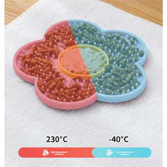 1pc Sun Flower Shape Silicone Dog Licking Plate Cute Pet slow licking mat Pet Supplies Cat Licking Pad With Suction Cup Lick Pad