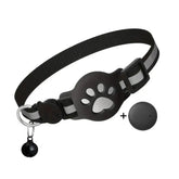 Adjustable Safety Buckle Reflective GPS Collar for Kittens Puppies Pink&Black Cat Collar Compatible with Apple Airtag with Bell