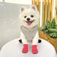 4pcs Winter Thick Warm Dog Shoes Soft Plush Non-slip Waterproof Snow Boot Puppy Outdoor Walking Pet Accessories Dog Socks Bootie