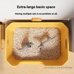 1 Pc Open-Top Cat Potty Cat Garbage Odor-Resistant Bin Large Capacity Large Size Semi Enclosed Anti-Spla Cat Toilet Pet Supplies