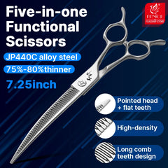 Fenice Master Series 7.25 inch Functional Scissors JP440C Curved Chunker Shears 75%-80% Thinning Pet Dog Trimming Grooming Tools