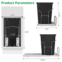 Pull out Trash Can with Full Extension Slides 35 Qt Garbage Waste Recycling Bin Pull out Trash Can for Under Kitchen Cabinet