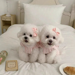 Bichon Teddy Dog Cat Striped Dress Summer Lightweight Breathable Adjustable Puppy Clothes Ready To Ship Cute Spring Pet Apparel