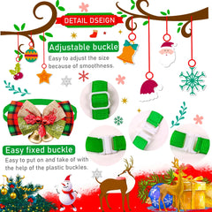 5PCS Pet Collars With Bell Christmas Adjustable Dog Bowties Neckties Plaid Dog Bow Ties Pet Grooming Accessories For Dogs