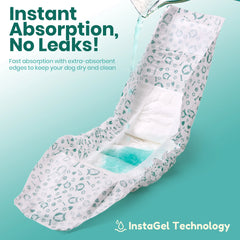 Disposable Dog Diapers - Super Absorbent & Leakproof with Wetness Indicator, Adjustable Fasteners for Male/Female Puppies