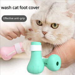 Adjustable Silicone Anti-scratch Cat Foot Shoes for Grooming Bath Washing Claw Cover Socks Cut Nails Protector Pet Grooming Tool