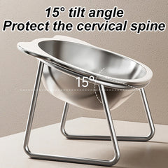 Stainless Steel Cat Bowl Raised Stand Design with Tilted Rims for Enhanced Neck Protection Durable Long-Lasting Pet Feeding Dish