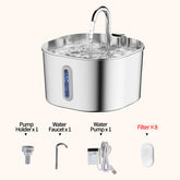 2.2L Stainless Steel Cat Water Fountain,Pet Water Dispenser With Filter,Dog Drinking Fountain For Cats,Ultra Quiet Water Pump