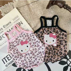 Spring/Summer 2025 New Pet Clothes Spice Girls Suspenders Large Patterns Leopard-Print Cat Ice Silk Cool Fabrics Cats Dogs Wear