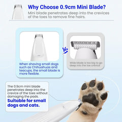 Portable Dog Paw Trimmer with Led Light Rechargeable Cordless Nail Grinder Shaver for Cats And Other Pets Nail Grooming Tools