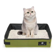 Waterproof Foldable Cat Litter Box for Travel Collapsible Portable Pet Toilet Bag with Sand Tray Durable Oxford Fabric