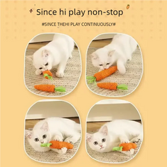 1PC Carrot Shaped Cat Toy Sound Teasing Stick Molar Bite Resistant Cat Scratch Board For Indoor Interactive Kitten Adult Cat