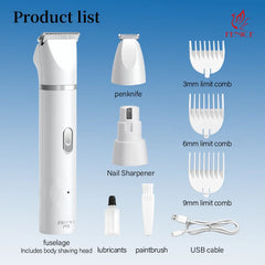 Fenice Pet Household Rechargeable Haircut Machine Multifunctional Electrical Clipper Blade Cat&Dog Shaving Feet Polishing Nail