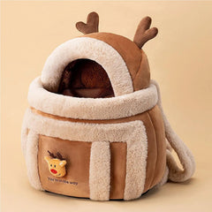 small Pet Carrier Bag Cat Dogs Plush Backpack Winter Warm Nest Kitten Puppy Hanging Chest Portable Carriers for Outdoor Travel