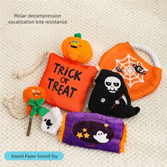 Halloween Dog Squeaky Toy Plush Chew Toy For Boredom Relief Interactive Self Playing Molar Bite Resistant Pet Supplies For Dogs