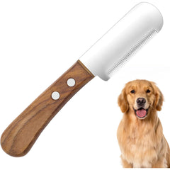 Pet Stainless Steel Wooden Handle Stripping Knife Professional Cat Dog Comb Shaving Plucking Hair Comb Knife Pet Grooming Tools