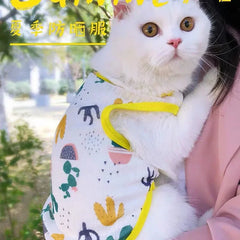 Sun Protection Clothing for Cats Summer Pet Vest Ultra-thin Breathable Cute Print Kitten Puppy Rabbit Clothes Pajamas ropa gato