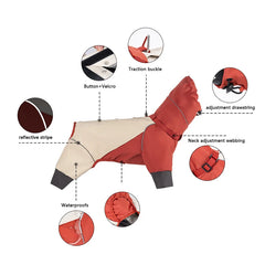 Dog Raincoat Waterproof Dog Rain Jacket with Hood Rain Coat with Leash Hole Reflective Strap for Small Medium Large Dogs
