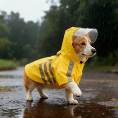 Waterproof Pet Dog Raincoat with Reflective Strips Outdoor Walking Windproof Hooded Cape for Dogs