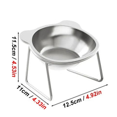 Stainless Steel Cat Bowl Raised Stand Design with Tilted Rims for Enhanced Neck Protection Durable Long-Lasting Pet Feeding Dish