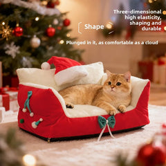 Soft Plush Pet Bed Suitable for All Seasons Dog Cat Nest Christmas Limited Embroidery Warmth House for Medium Dogs Cats Sofa Mat