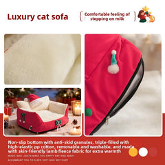 Soft Plush Pet Bed Suitable for All Seasons Dog Cat Nest Christmas Limited Embroidery Warmth House for Medium Dogs Cats Sofa Mat