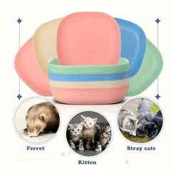 10 plastic cat bowls, anti slip shallow mouthed pet water bowls, suitable for kittens, kittens, short legged cats, ferrets